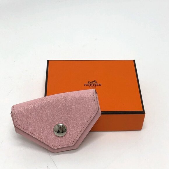 HERMES Revan Cattle Coin Compartment coin purse Chevre pink/SilverHardware - Picture 9 of 11